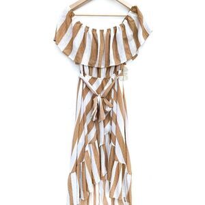 NWT Altar'd State Ivory Beige Striped Hi Low Dress